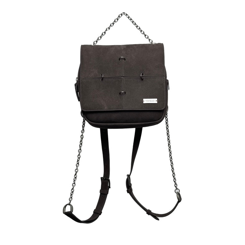 Square Otaiko Backpack(Dark brown/Black)