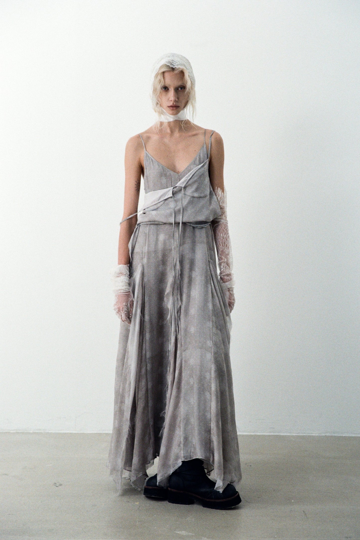 Grey Panelled Maxi Dress