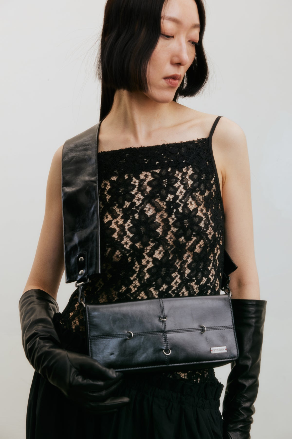 Wide Strap Wallet Bag (Dark Red/Black)