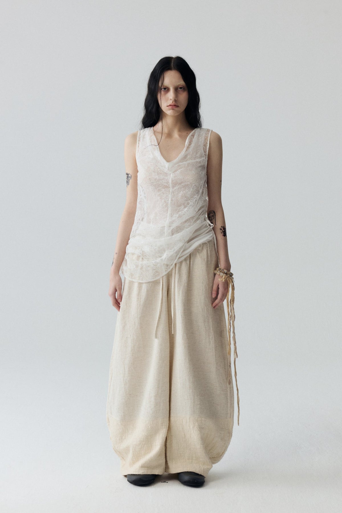 Embroidered Lace Tank Top Set