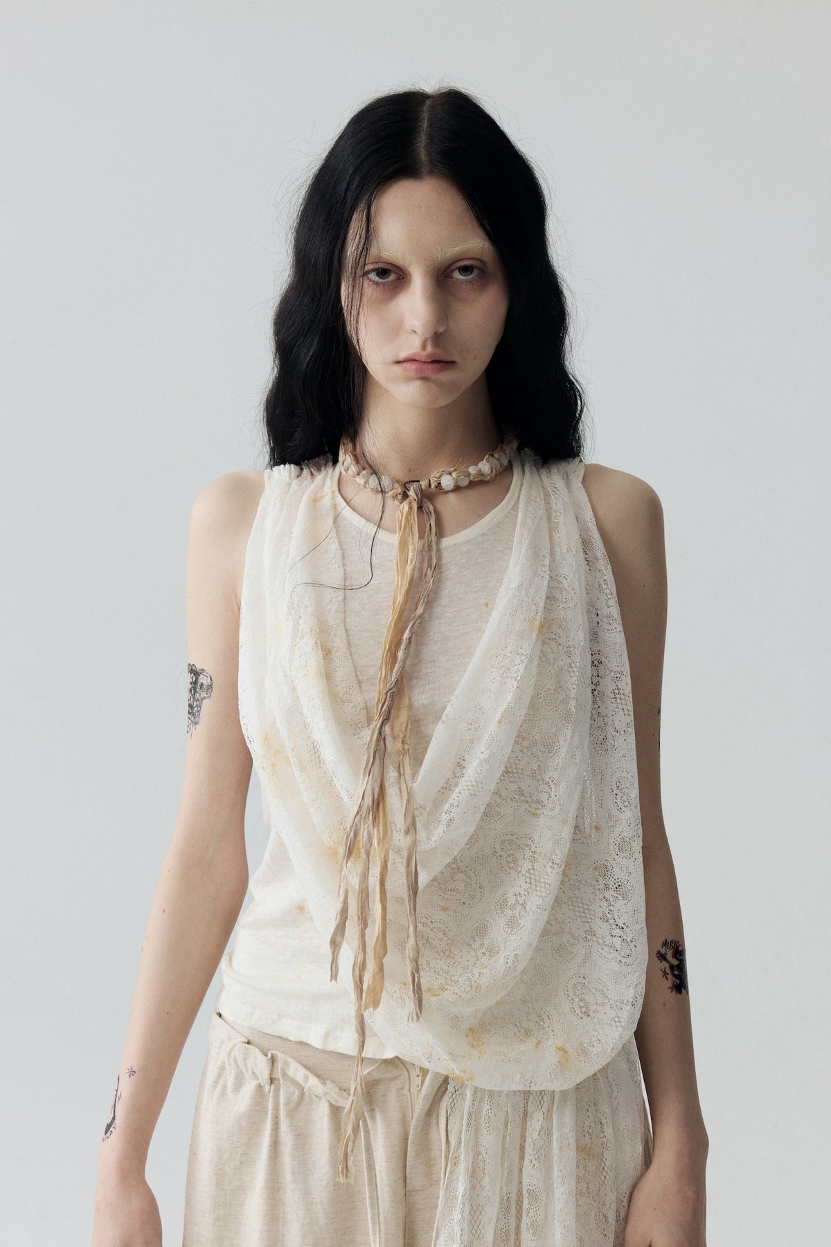 Tea-Dyed Lace Tank Top
