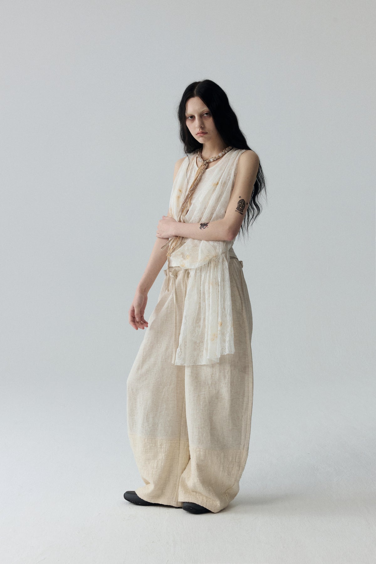 Tea-Dyed Lace Tank Top