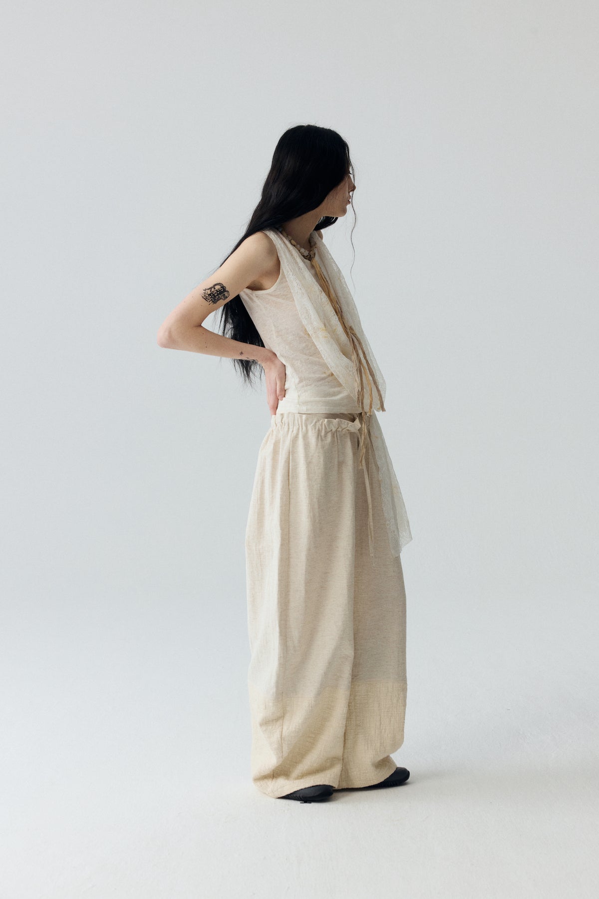 Tea-Dyed Lace Tank Top