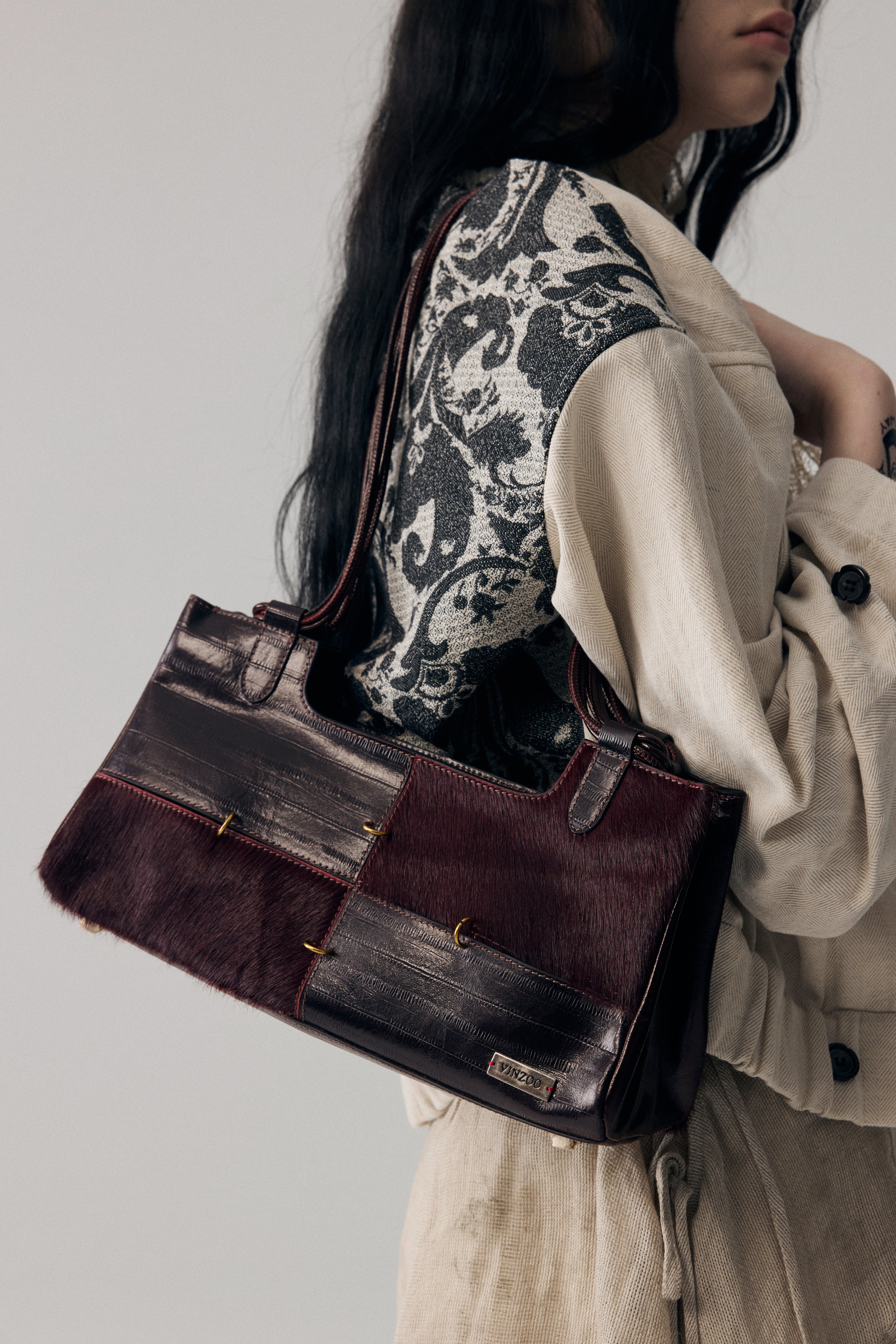 Dark Red Leather Boston Bag – VINZOO STUDIO