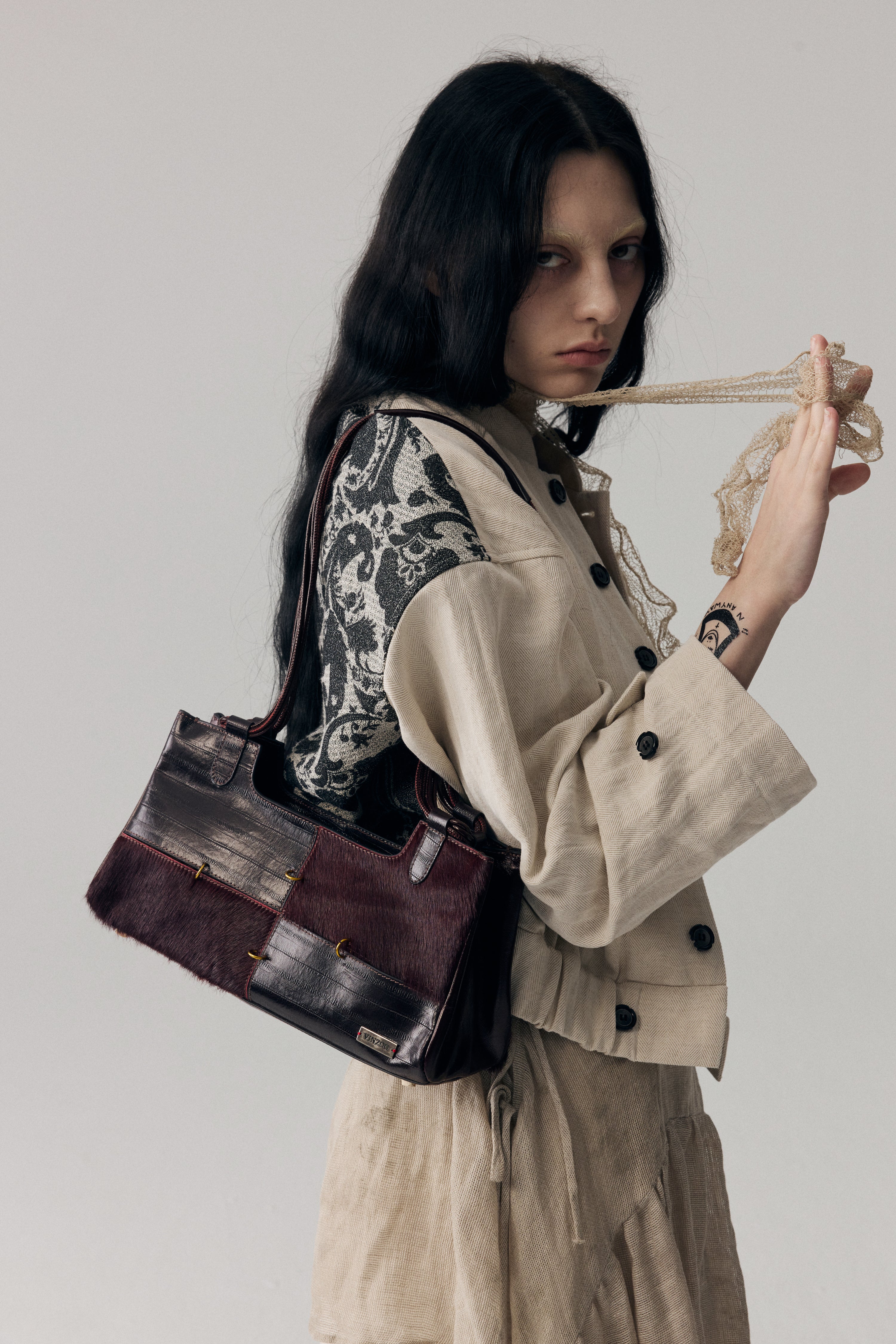 Dark Red Leather Boston Bag – VINZOO STUDIO