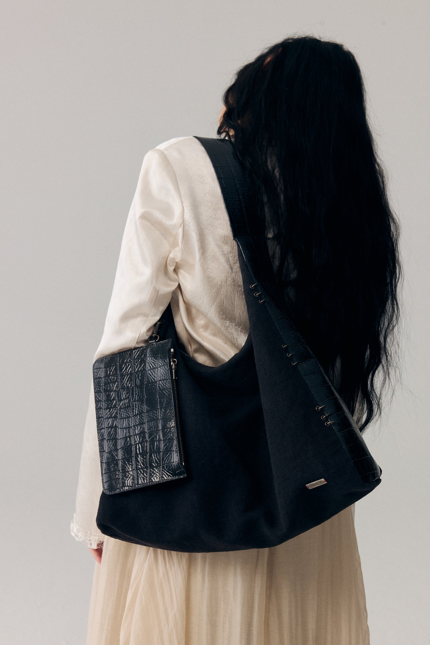 Linen-Canvas & Leather Tote Bag
