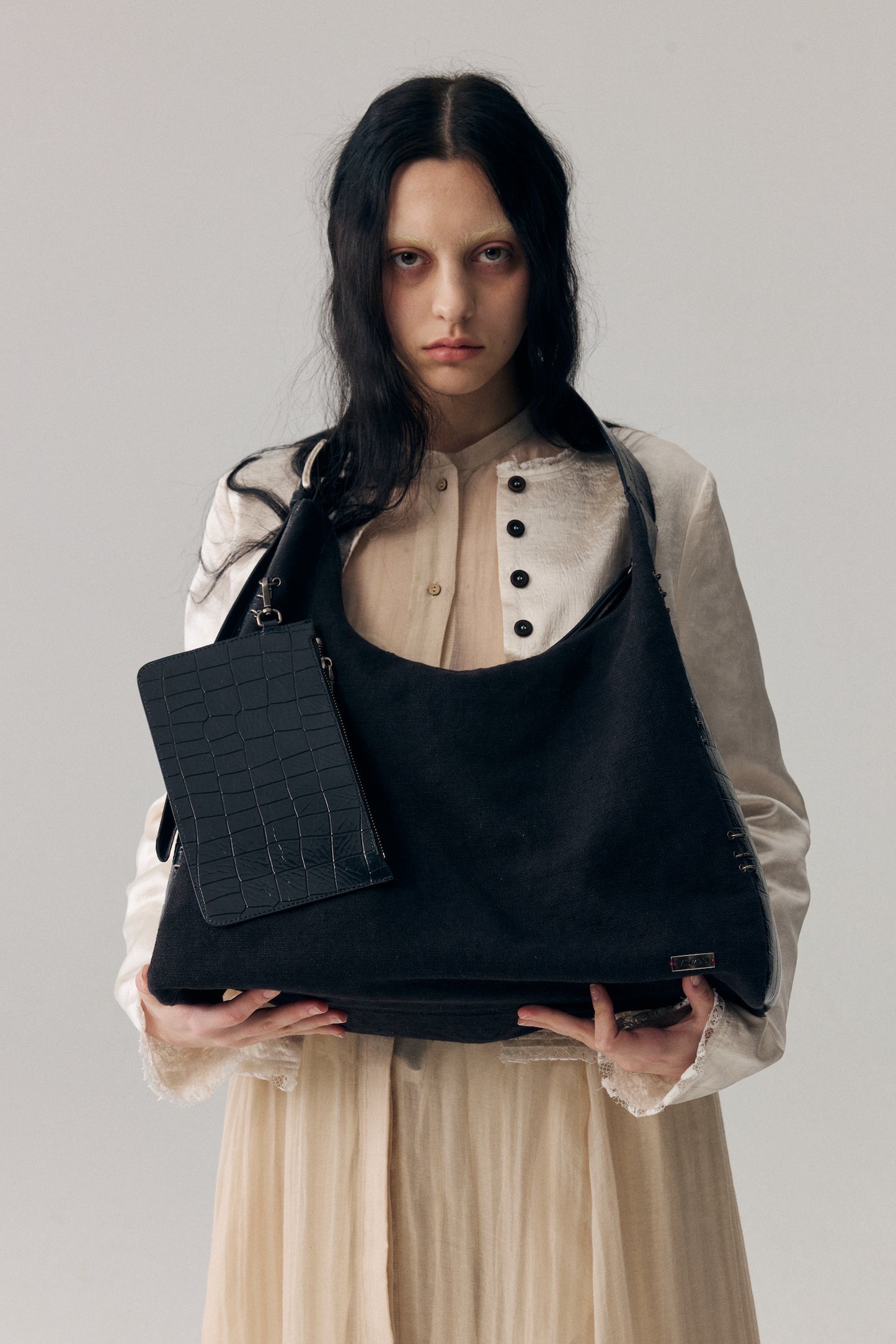 Linen-Canvas & Leather Tote Bag