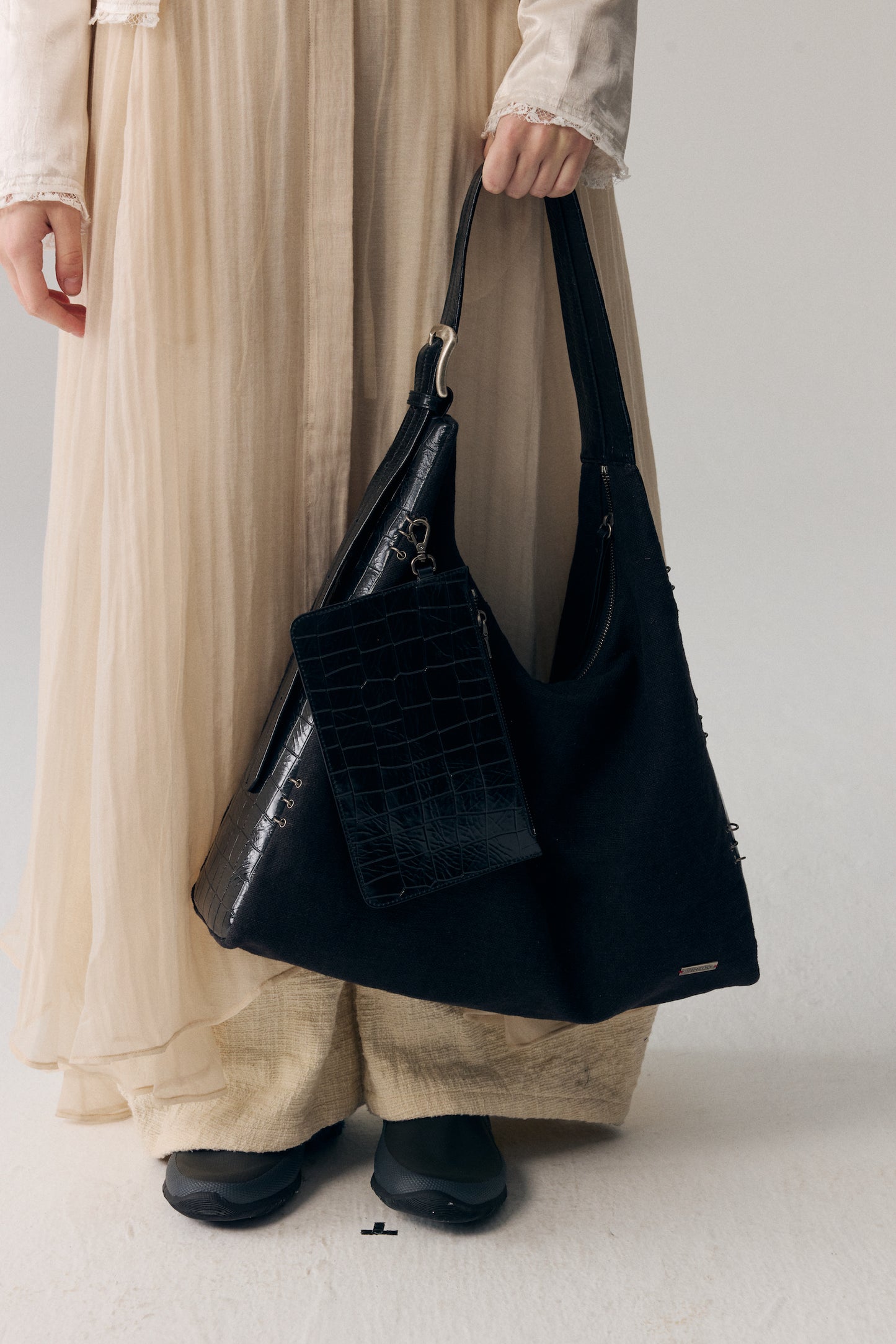 Linen-Canvas & Leather Tote Bag