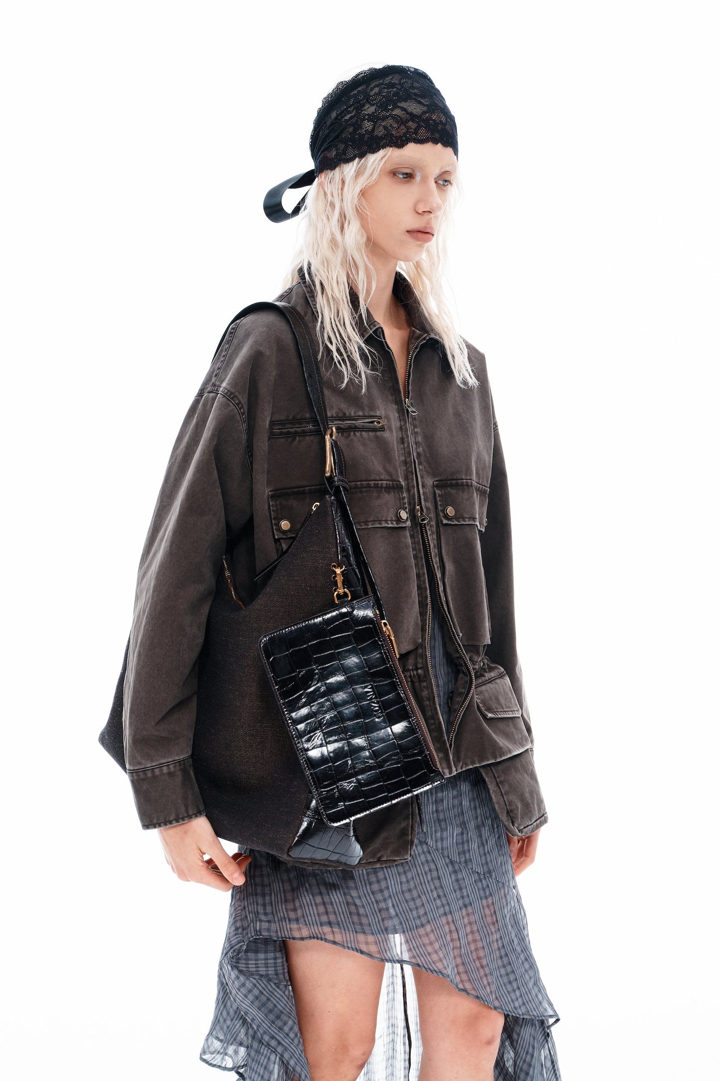 Linen-Canvas & Leather Tote Bag