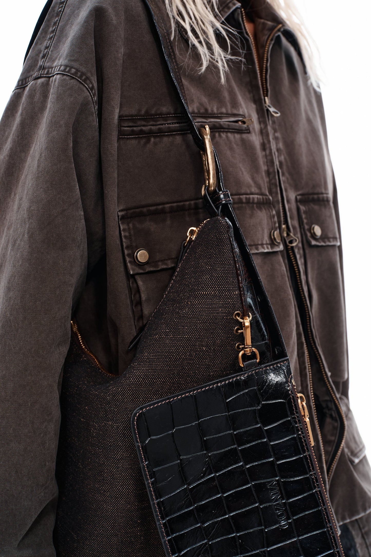 Linen-Canvas & Leather Tote Bag