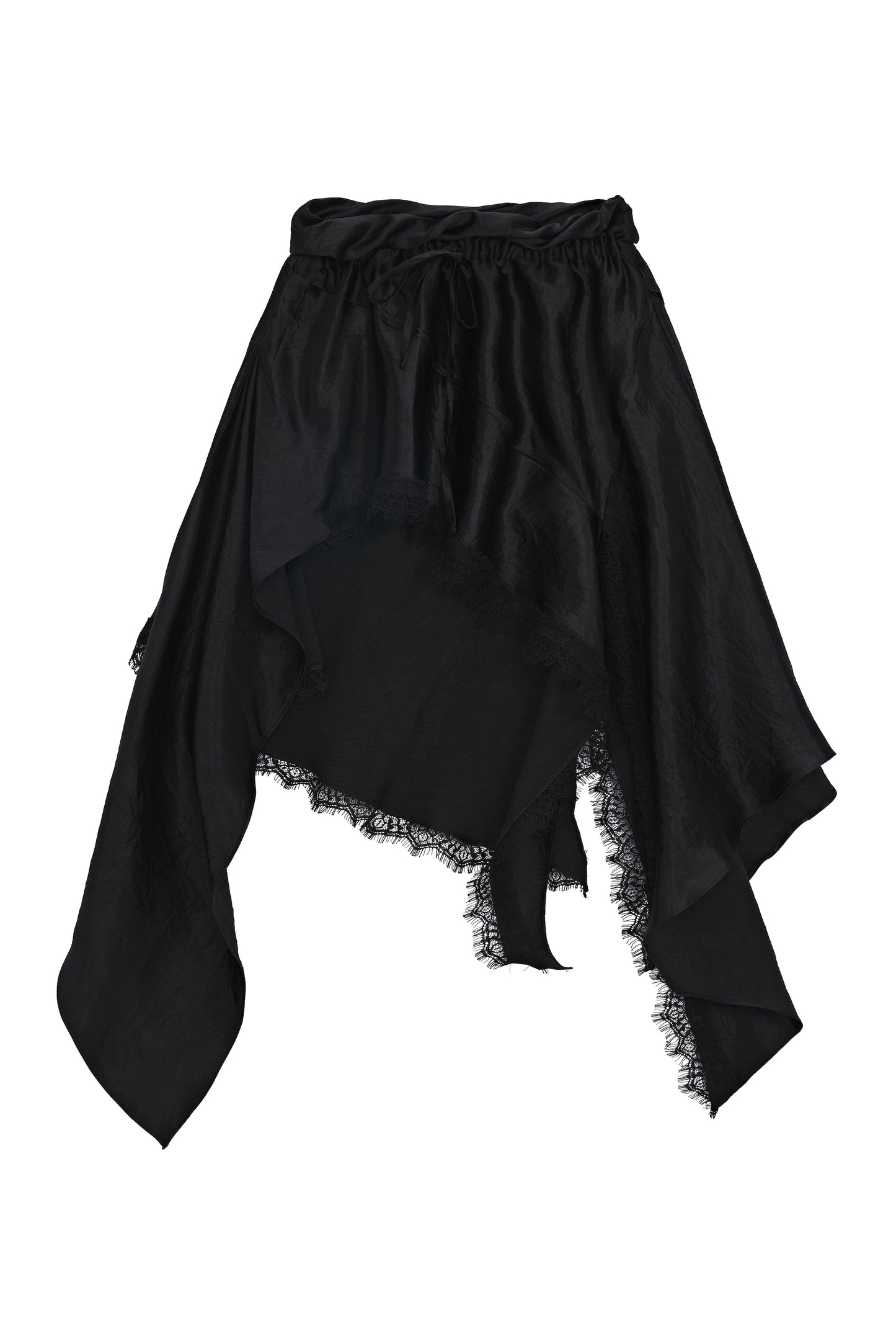 “Des fleurs, des pavés et des tanks” Drawstring Shirt/Asymmetric Lace Hem Skirt