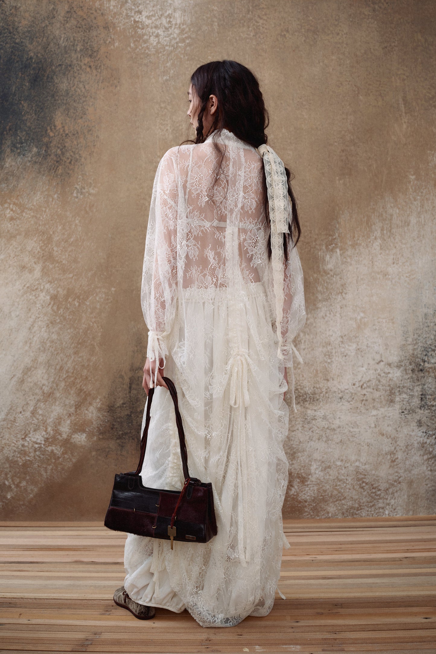 Dark Red Leather Boston Bag