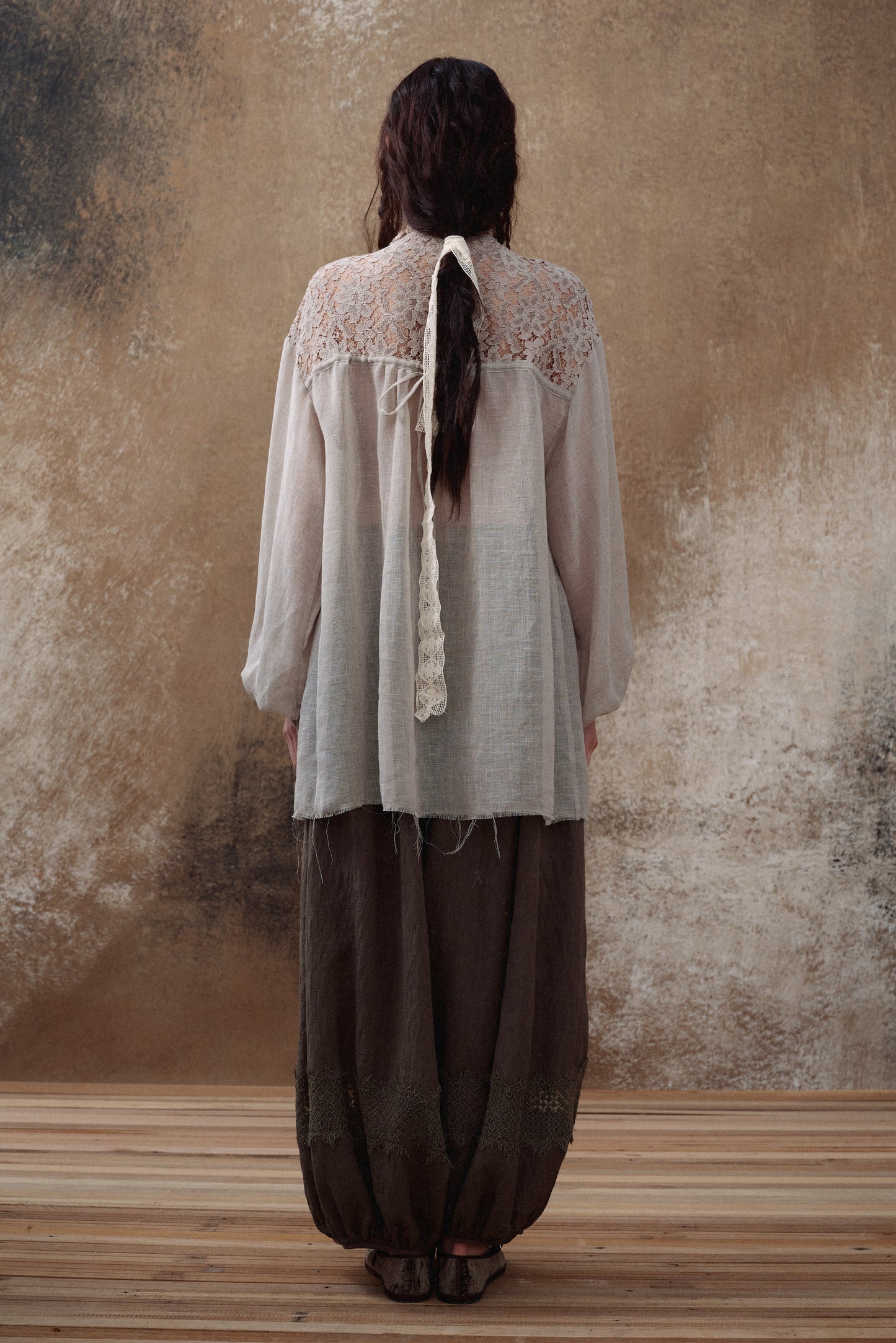 Linen Lace Panel Shirt