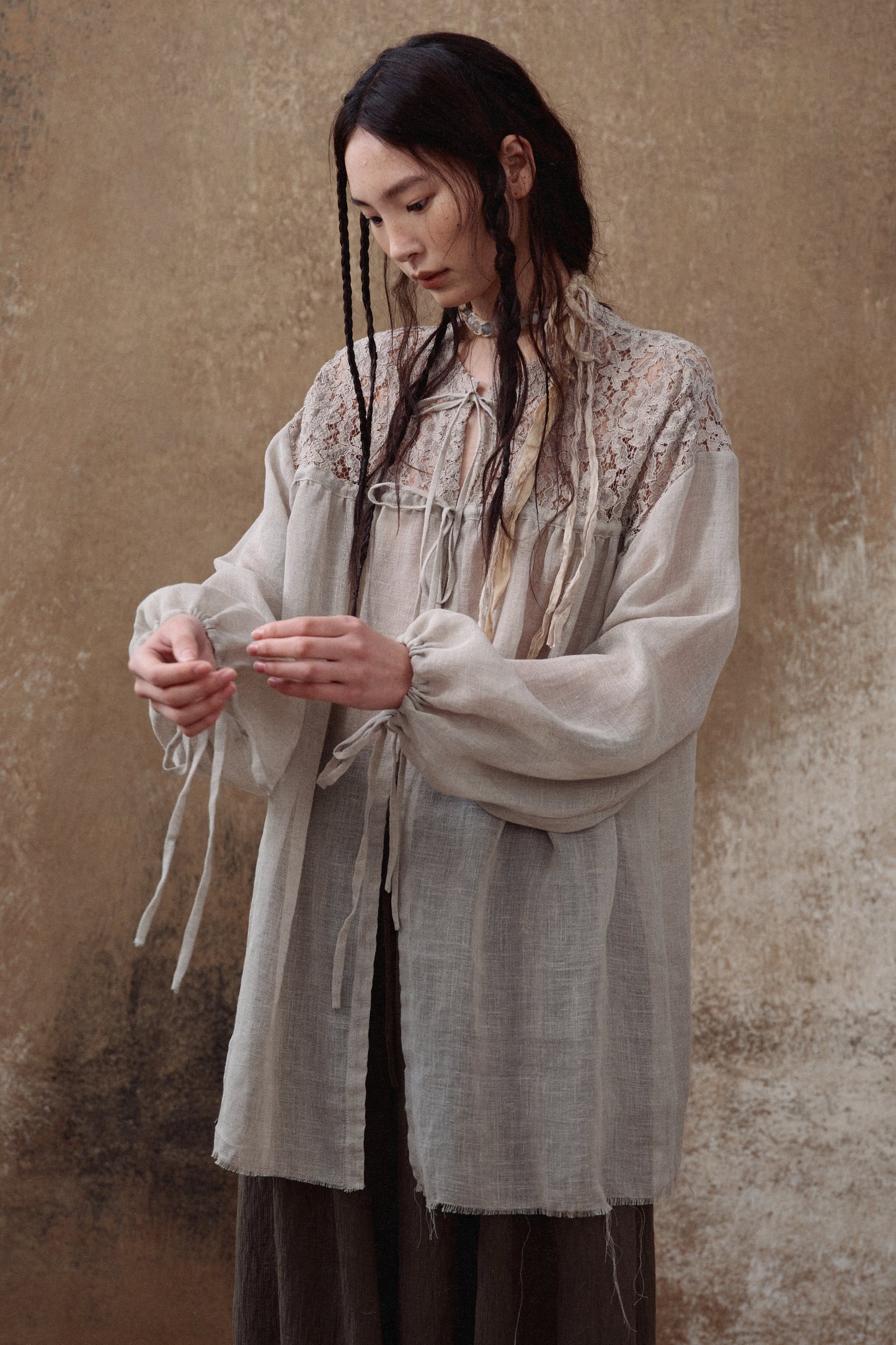 Linen Lace Panel Shirt