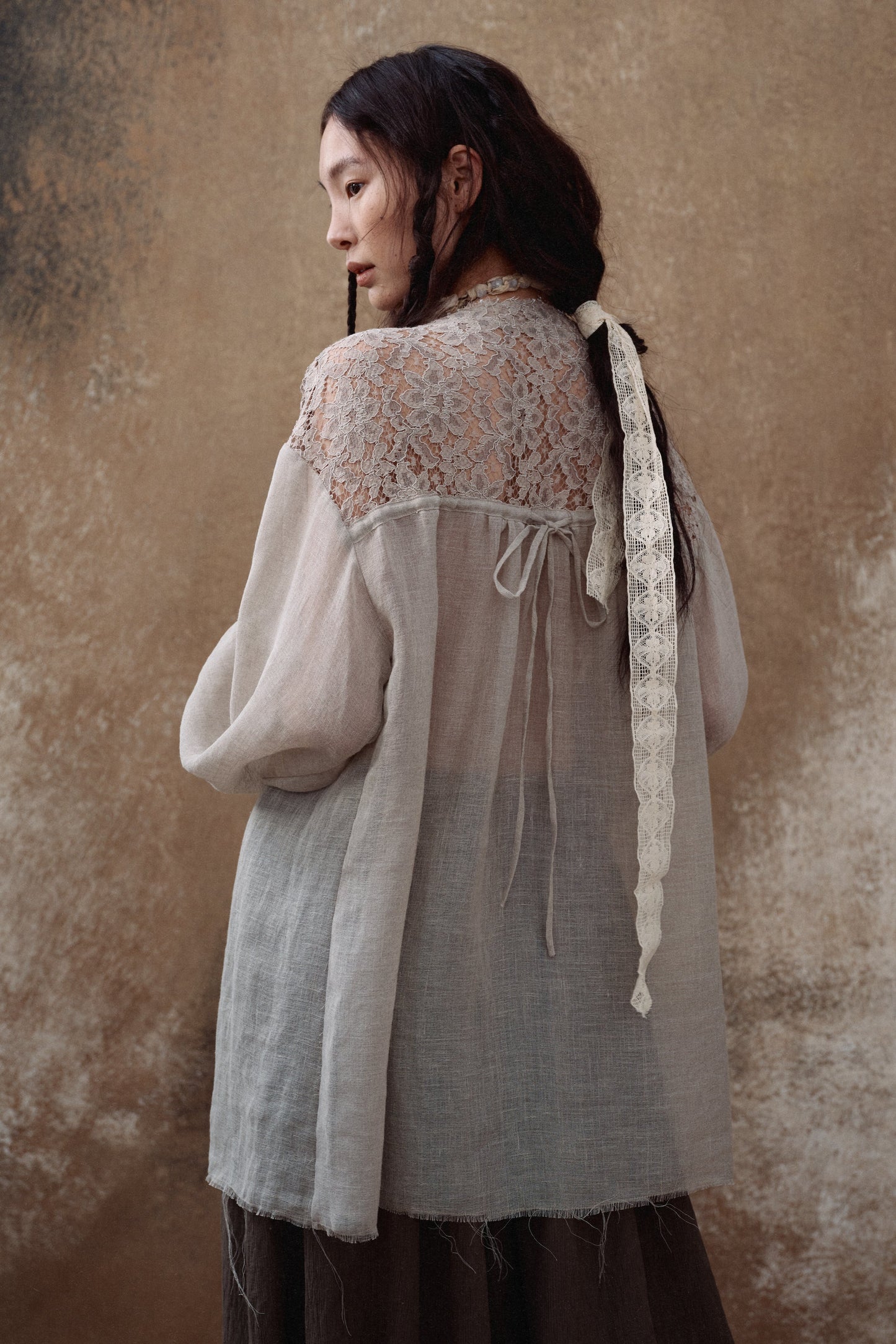 Linen Lace Panel Shirt