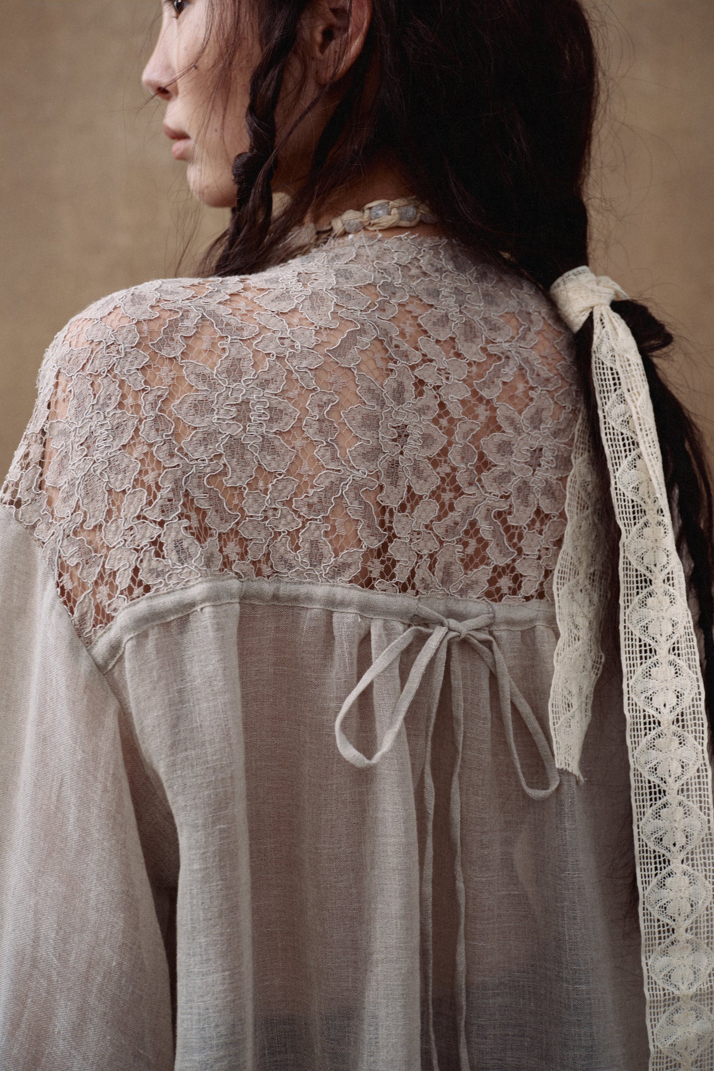Linen Lace Panel Shirt