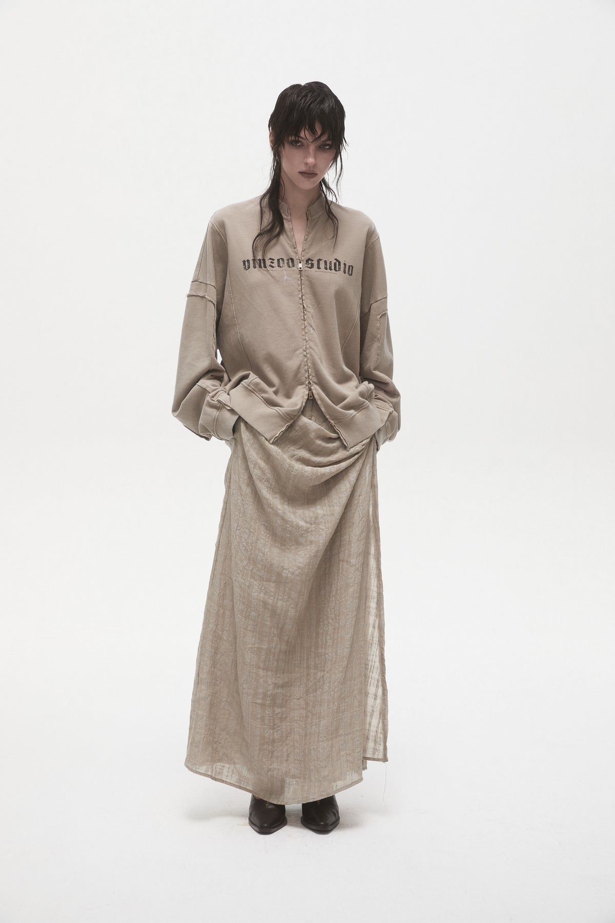 Linen Plaid Wrap Skirt