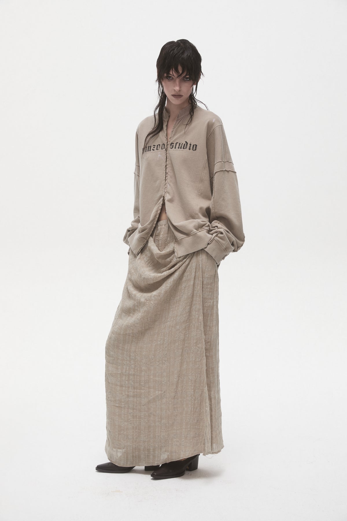 Linen Plaid Wrap Skirt