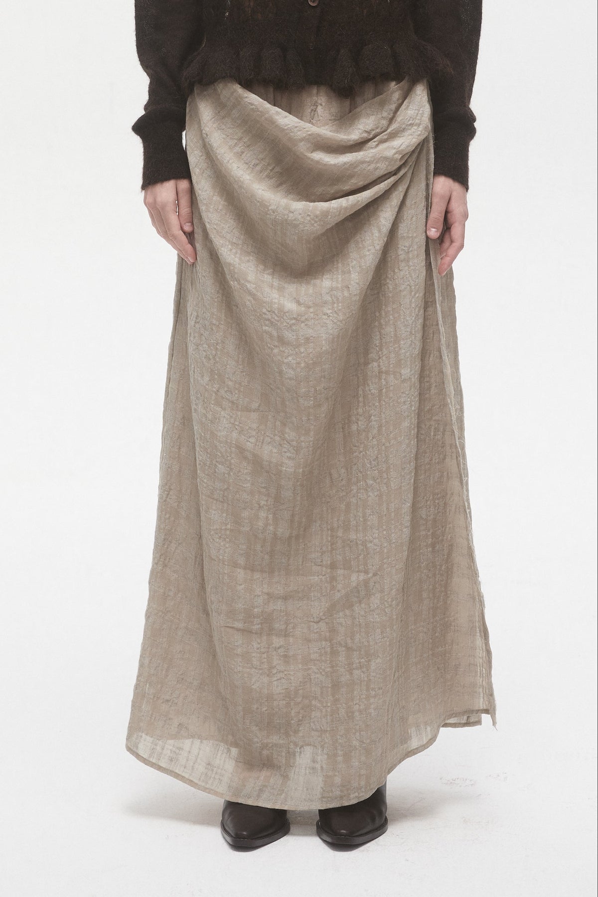 Linen Plaid Wrap Skirt