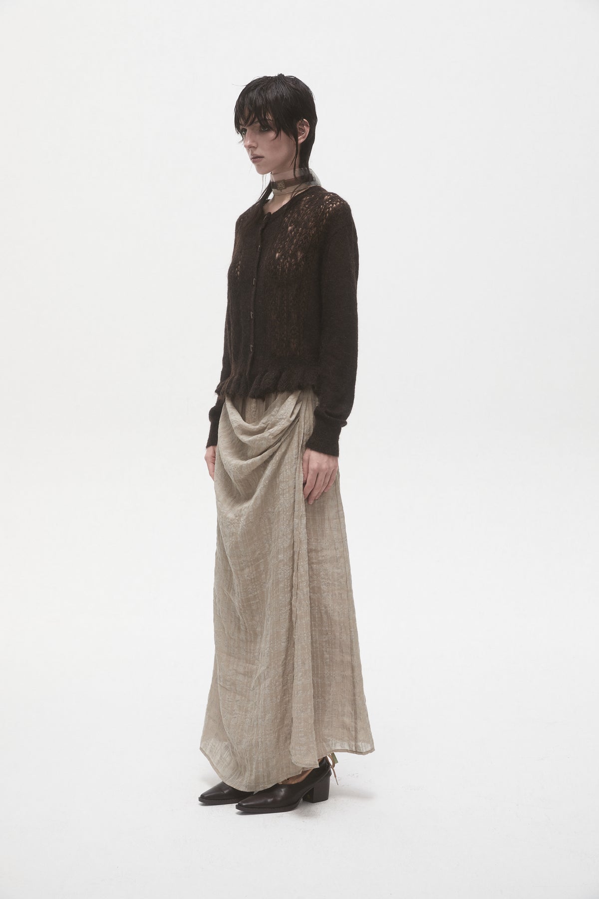 Linen Plaid Wrap Skirt