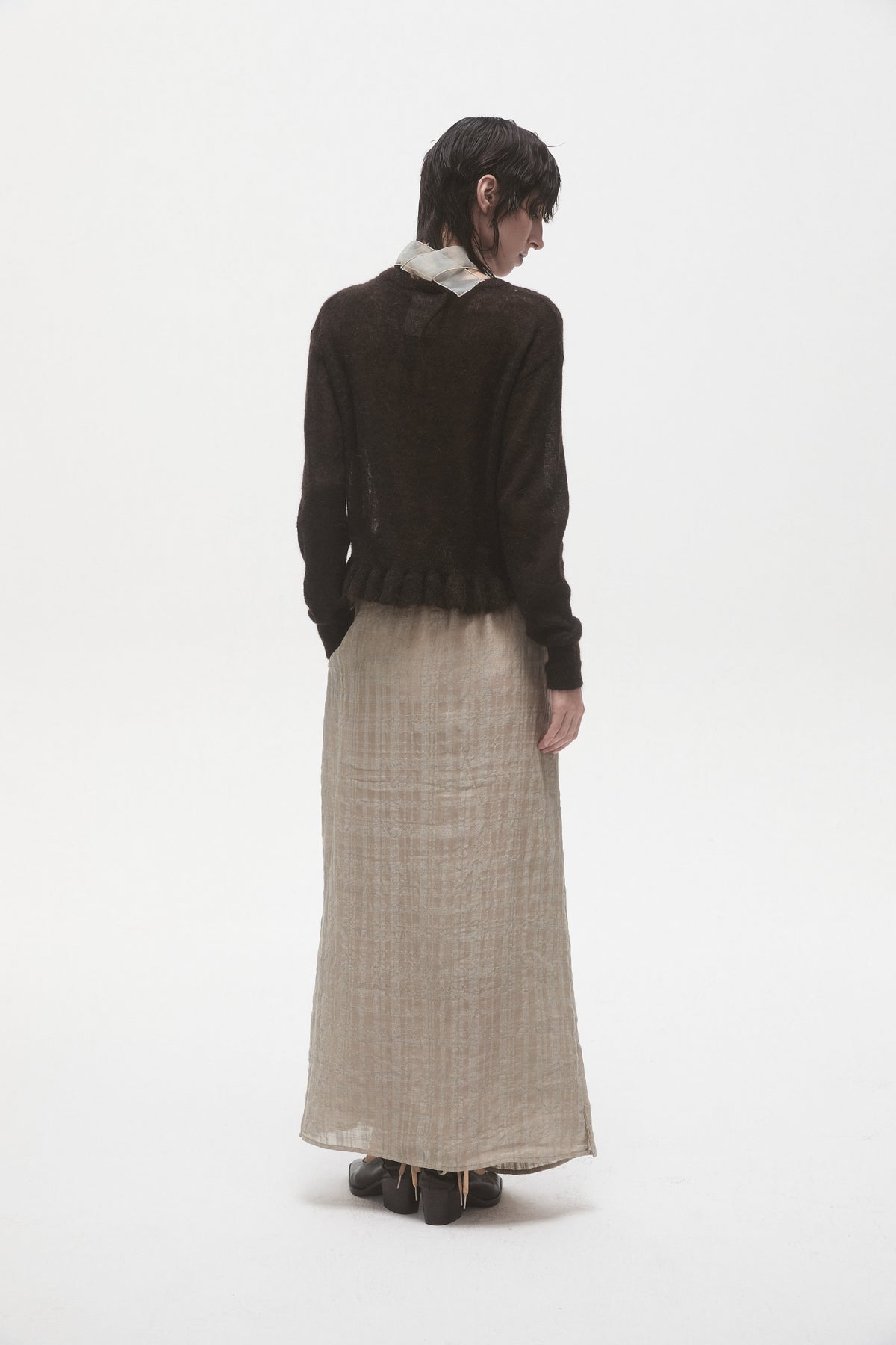 Linen Plaid Wrap Skirt