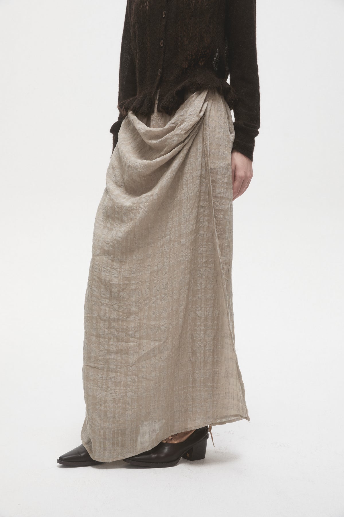 Linen Plaid Wrap Skirt