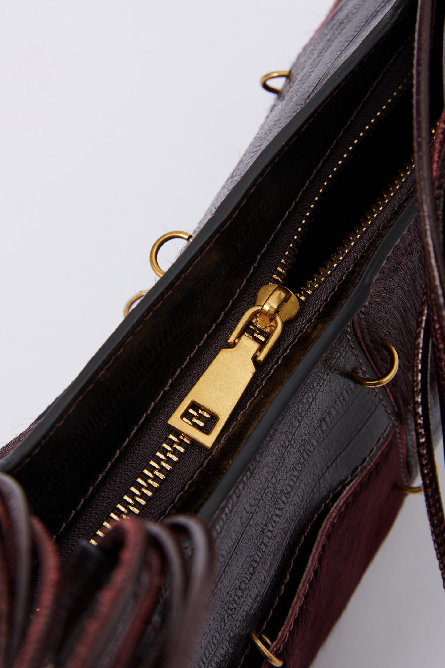 Dark Red Leather Boston Bag