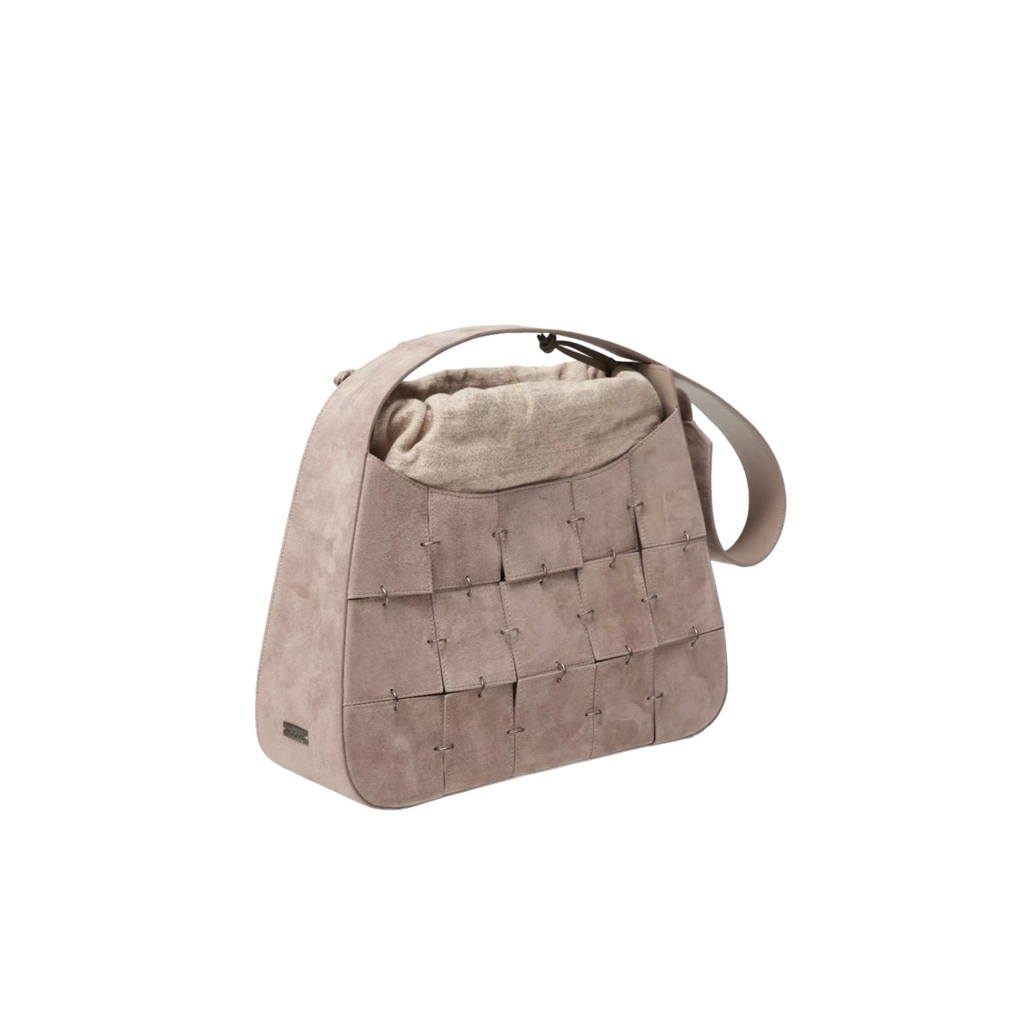 Grey Pink Suede Leather Crossbody Bag(Median)